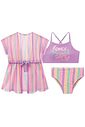 Trio de biquíni em malha UV dry com proteção UV 50+ e saida de praia em tela fashion 96452 Lilimoon Teen Menina Trio de biquíni em malha UV dry com proteção UV 50+ e saida de praia em tela fashion 96452 Lilimoon Teen Menina