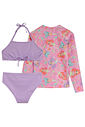 Trio de biquíni e blusa em malha com proteção UV50+ 96092 Kukiê Infantil Menina Trio de biquíni e blusa em malha com proteção UV50+ 96092 Kukiê Infantil Menina