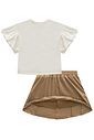 Conjunto de blusa em meia malha e saia em sarja com elastano (com shorts embutido) 99014 Kukiê Infantil Menina
