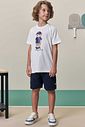 Conjunto de camiseta em meia malha e bermuda em moletom sem pelúcia 98268 LucBoo Infantil Menino