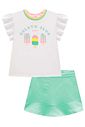 Conjunto de blusa em meia malha e short saia em moletom sem pelúcia 99643 Kukiê Infantil Menina Conjunto de blusa em meia malha e short saia em moletom sem pelúcia 99643 Kukiê Infantil Menina