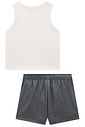 Conjunto de regata em canelado liz e shorts em alfaiataria premium melange 95951 Vic Teen Menina