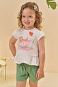 Conjunto de bata em malha fresh e shorts em tricoline com elastano 95262 Kukiê Infantil Menina Conjunto de bata em malha fresh e shorts em tricoline com elastano 95262 Kukiê Infantil Menina