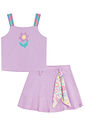 Conjunto de regata e saia em malha waffle (com shorts embutido) 97233 Kukiê Infantil Menina Conjunto de regata e saia em malha waffle (com shorts embutido) 97233 Kukiê Infantil Menina