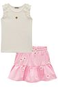 Conjunto de regata em canelado liz com saia em tricoline bordado. Com shorts embutido 98824 Infanti Infantil Menina Conjunto de regata em canelado liz com saia em tricoline bordado. Com shorts embutido 98824 Infanti Infantil Menina