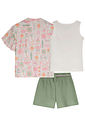 Trio de regata em cotton,shorts em malha big waffle e kimono em malha fresh 95227 Kukiê Infantil Menina Trio de regata em cotton,shorts em malha big waffle e kimono em malha fresh 95227 Kukiê Infantil Menina
