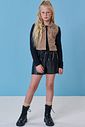 Trio de blusa boxy em ribana 1x1, shorts em couro sintético e colete em veludo cotelê gold 92014 Vic Teen Menina Trio de blusa boxy em ribana 1x1, shorts em couro sintético e colete em veludo cotelê gold 92014 Vic Teen Menina