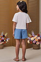 Conjunto de blusa em meia malha com short saia em jeans 99156 Infanti Infantil Menina