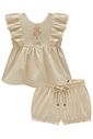 Conjunto de bata e shorts em linho com elastano 98560 Infanti Bebê Menina