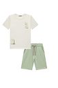 Conjunto de camiseta em meia malha e bermuda em malha alfaiataria 96644 LucBoo Infantil Menino