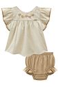Conjunto de bata em linho deluxe com tapa fralda em linho com elastano 97159 Infanti Bebê Menina Conjunto de bata em linho deluxe com tapa fralda em linho com elastano 97159 Infanti Bebê Menina