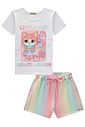 Conjunto de blusa em meia malha e shorts em molecotton 95682 Infanti Infantil Menina Conjunto de blusa em meia malha e shorts em molecotton 95682 Infanti Infantil Menina