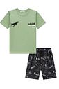 Conjunto de camiseta em meia malha e bermuda em nylon ergonomic com elastano 94853 LucBoo Infantil Menino Conjunto de camiseta em meia malha e bermuda em nylon ergonomic com elastano 94853 LucBoo Infantil Menino
