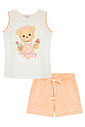 Conjunto de regata em cotton e shorts em moletom sem pelúcia 96432 Kukiê Infantil Menina