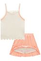 Conjunto de regata em tricot prime e saia em tricoline (Com short embutido) 98057 Kukiê Infantil Menina