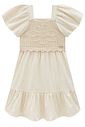 Vestido em linho com elastano e tricot algodão 97194 Infanti Infantil Menina