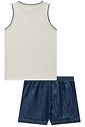 Conjunto de regata em canelado liz e shorts em jeans leve com elastano 98242 Vic Teen Menina Conjunto de regata em canelado liz e shorts em jeans leve com elastano 98242 Vic Teen Menina