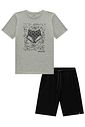 Conjunto de camiseta em meia malha e bermuda em molevisco com elastano 96866 Johnny Fox Teen Menino Conjunto de camiseta em meia malha e bermuda em molevisco com elastano 96866 Johnny Fox Teen Menino