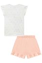 Conjunto de pijama de blusa em malha comfy com shorts em meia malha 96028 Infanti Infantil Menina