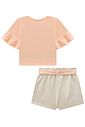 Conjunto de blusa em meia malha com short saia em moletom sem pelúcia 96922 Infanti Infantil Menina