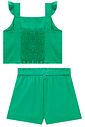 Conjunto de blusa e shorts em viscolinho sarjado 99674 Kukiê Infantil Menina