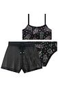 Trio de biquíni em malha UV dry com proteção UV 50+ e shorts em tela glamour 99537 Lilimoon Teen Menina