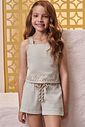 Conjunto de blusa e shorts em sarja com elastano 98067 Kukiê Infantil Menina