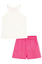 Conjunto de regata em canelado e shorts em sarja com elastano 96684 Kukiê Infantil Menina