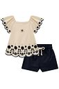 Conjunto de blusa em cotton e short em linho santorini com elastano 21812 Kukiê Infantil Menina Conjunto de blusa em cotton e short em linho santorini com elastano 21812 Kukiê Infantil Menina
