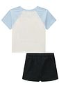 Conjunto de blusa em meia malha e short saia em jeans com elastano 95905 Lilimoon Teen Menina