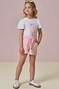 Conjunto de blusa em meia malha e shorts em moletom sem pelúcia 96267 Infanti Infantil Menina