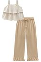 Conjunto de bata em tricoline bordado e calça mariner em sarja com elastano 97090 Infanti Infantil Menina Conjunto de bata em tricoline bordado e calça mariner em sarja com elastano 97090 Infanti Infantil Menina