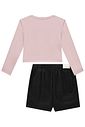 Conjunto de blusa boxy over em meia malha e short saia em sarja com elastano 92163 Lilimoon Teen Menina