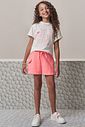 Conjunto de camiseta over em meia malha e shorts em moletom sem pelúcia 98793 Lilimoon Teen Menina