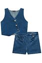 Conjunto de colete e short em jeans 98881 Vic Teen Menina Conjunto de colete e short em jeans 98881 Vic Teen Menina