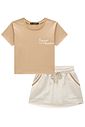 Conjunto de blusa em meia malha e short saia em moletom sem pelúcia 95821 Lilimoon Teen Menina