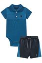 Conjunto de body polo em canelado e bermuda em moletom  sem pelúcia 99254 Johnny Fox Bebê Menino