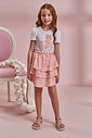 Conjunto de blusa em cotton e saia em light peach (com shorts embutido) 96520 Kukiê Infantil Menina
