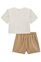Conjunto de blusa em meia malha e short saia em linho santorine com elastano 98822 Infanti Infantil Menina