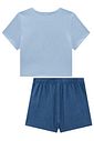 Conjunto de blusa em cotton e short saia em malha denim 96864 Vic Teen Menina Conjunto de blusa em cotton e short saia em malha denim 96864 Vic Teen Menina