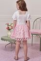 Conjunto de blusa em tricoline e saia em tule bordado flower. Com shorts embutido 99080 Infanti Infantil Menina