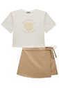 Conjunto de blusa em meia malha e short saia em linho santorine com elastano 98822 Infanti Infantil Menina