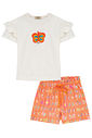 Conjunto de blusa em meia malha e shorts em molecotton 95122 Kukiê Infantil Menina Conjunto de blusa em meia malha e shorts em molecotton 95122 Kukiê Infantil Menina