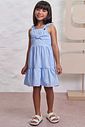Vestido em tecido listrado bordado 98367 Infanti Infantil Menina Vestido em tecido listrado bordado 98367 Infanti Infantil Menina