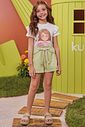 Conjunto de blusa em meia malha e short em viscolinho 99593 Kukiê Infantil Menina Conjunto de blusa em meia malha e short em viscolinho 99593 Kukiê Infantil Menina