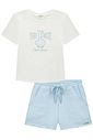 Conjunto de blusa em canelado liz e shorts em linho capri 94390 Vic Teen Menina