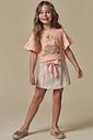 Conjunto de blusa em meia malha com short saia em moletom sem pelúcia 96922 Infanti Infantil Menina