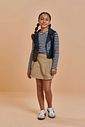 Trio de blusa em canelado liz, colete cropped em couro dublado e short saia em sarja 90908 Vic Teen Menina Trio de blusa em canelado liz, colete cropped em couro dublado e short saia em sarja 90908 Vic Teen Menina