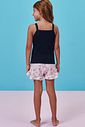 Conjunto de pijama de regata em malha canelada e shorts em malha fresh 99706 Kukiê Infantil Menina