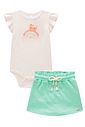 Conjunto de body em suedine e short saia em canelado 98040 Kukiê Bebê Menina Conjunto de body em suedine e short saia em canelado 98040 Kukiê Bebê Menina